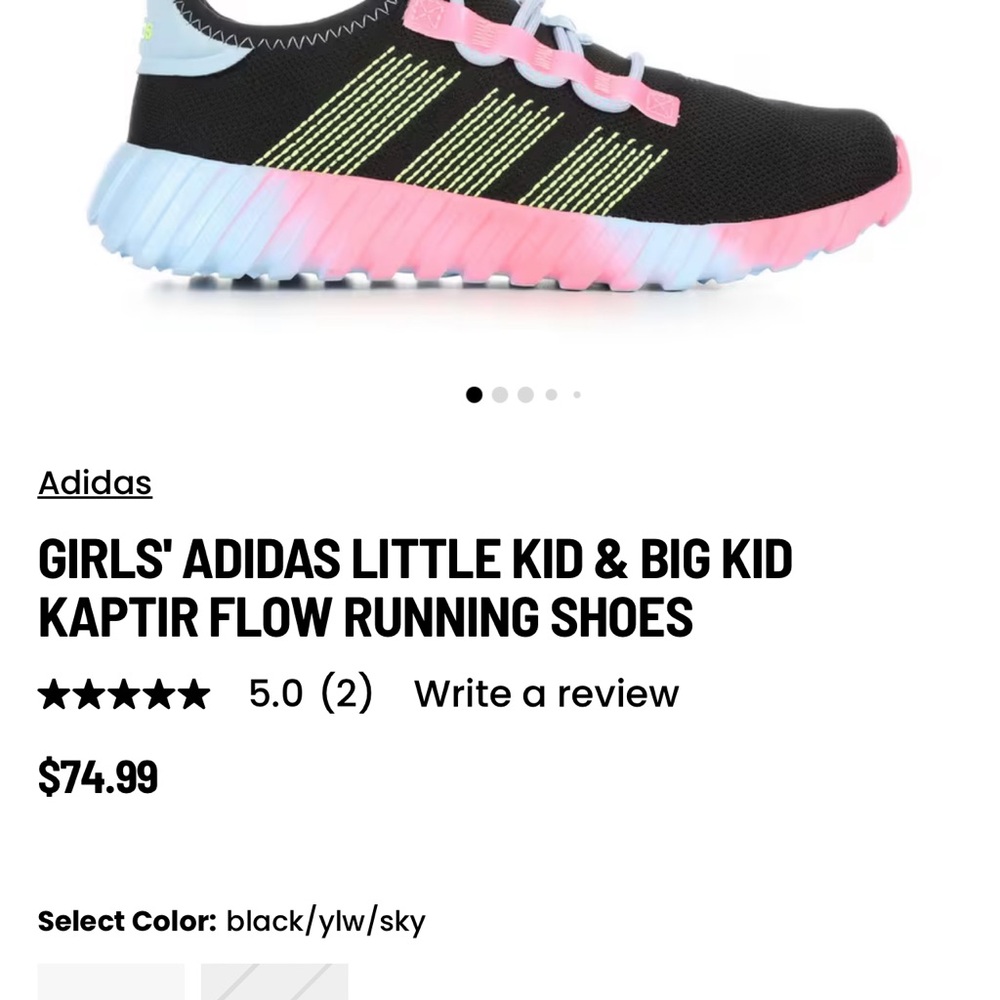 Adidas Kids Sneakers Black with Pink and Green Kaptir Flow K size 5 - Picture 12 of 12